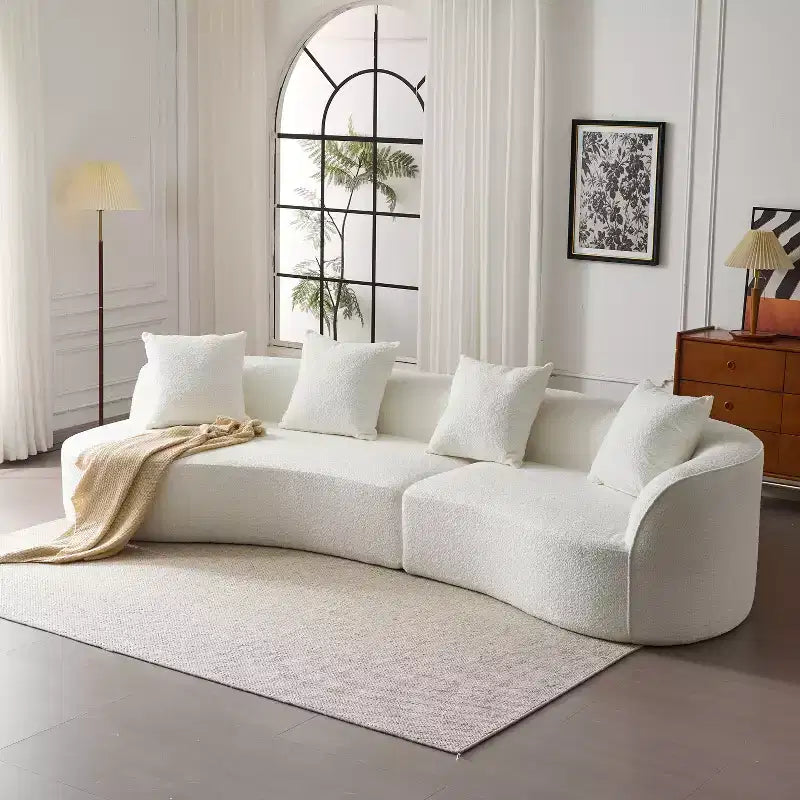 Divano componibile curvo a 5 posti moderno in bouclé Christopher Knight Home Hailey 126 con cuscini