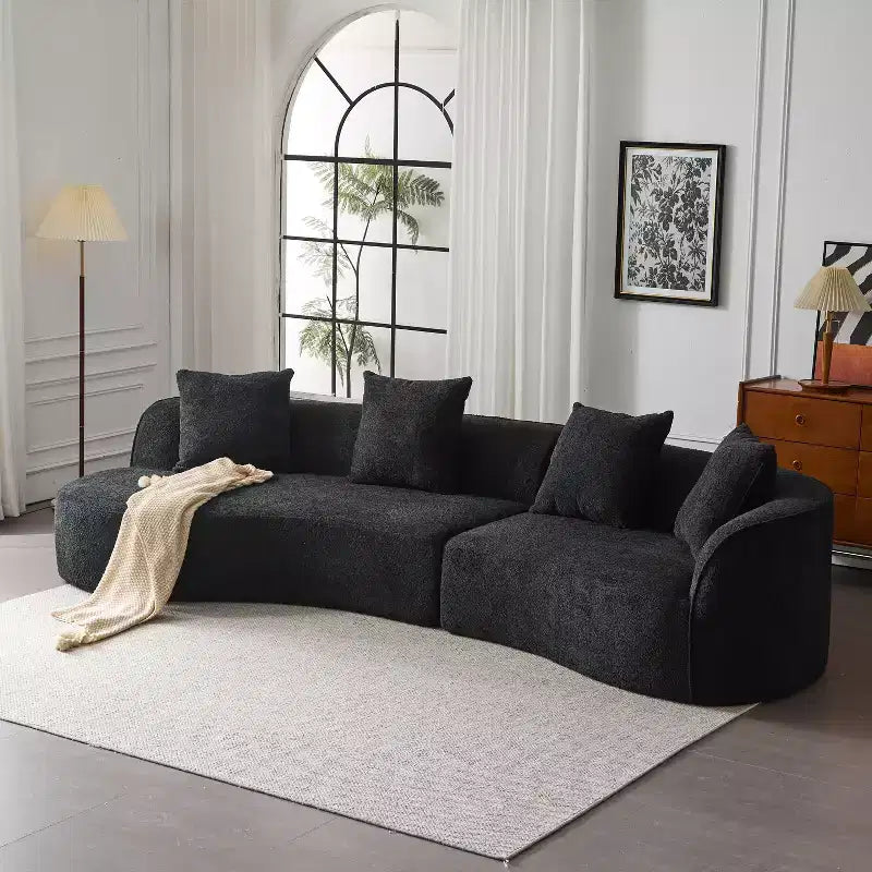 Divano componibile curvo a 5 posti moderno in bouclé Christopher Knight Home Hailey 126 con cuscini