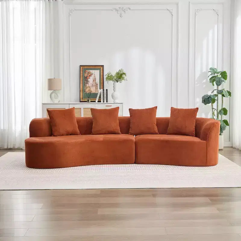 Divano componibile curvo a 5 posti moderno in bouclé Christopher Knight Home Hailey 126 con cuscini