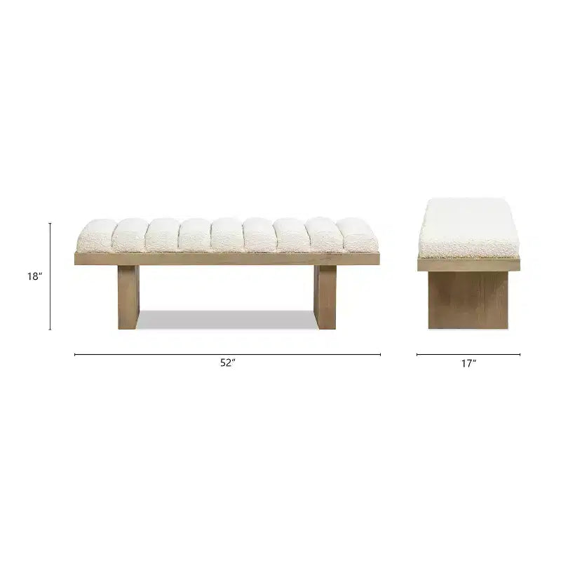 Jennifer Taylor Home Bella 52 Panca moderna imbottita, Boucle bianco avorio