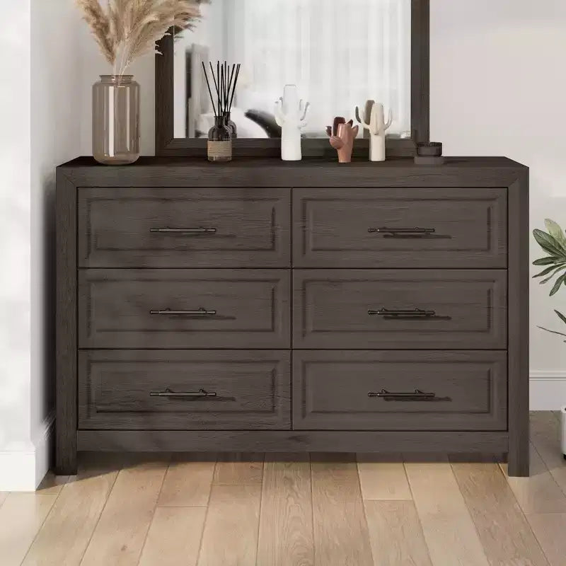 Set Mobili Camera da Letto 5 Pezzi Antico Naturale Queen Size in Legno - Letto, 2 Comò, Specchio e Comodino