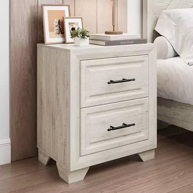 Set Mobili Camera da Letto 5 Pezzi Antico Naturale Queen Size in Legno - Letto, 2 Comò, Specchio e Comodino