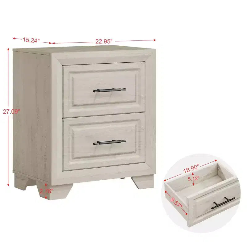 Set Mobili Camera da Letto 5 Pezzi Antico Naturale Queen Size in Legno - Letto, 2 Comò, Specchio e Comodino