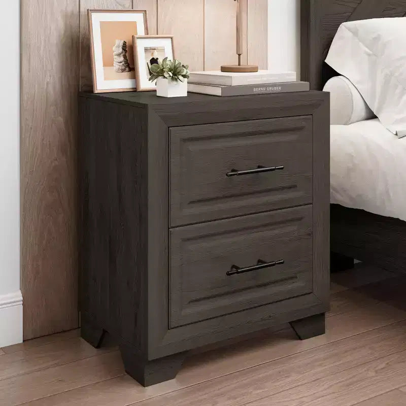 Set Mobili Camera da Letto 5 Pezzi Antico Naturale Queen Size in Legno - Letto, 2 Comò, Specchio e Comodino