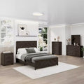 Set Mobili Camera da Letto 5 Pezzi Antico Naturale Queen Size in Legno - Letto, 2 Comò, Specchio e Comodino