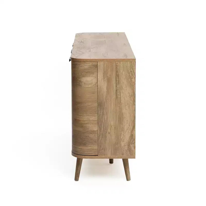 Mobile credenza LuxenHome con ante e cassetti, cassettiera accentata in legno multistrato di rovere naturale larga 59'' con 2 ante e 3 cassetti