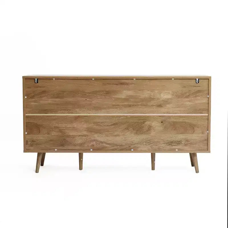 Mobile credenza LuxenHome con ante e cassetti, cassettiera accentata in legno multistrato di rovere naturale larga 59'' con 2 ante e 3 cassetti