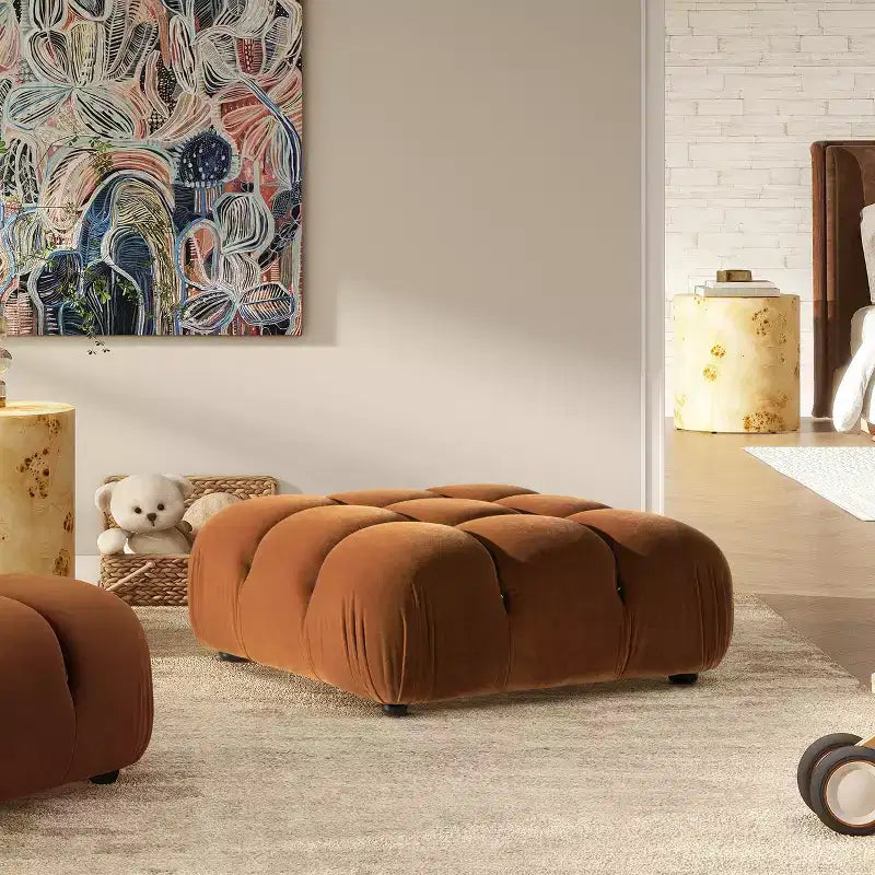 Jennifer Taylor Home Marcel 36 Bubble Pouf Modulare Moderno, Velluto ad Alte Prestazioni Verde Oliva