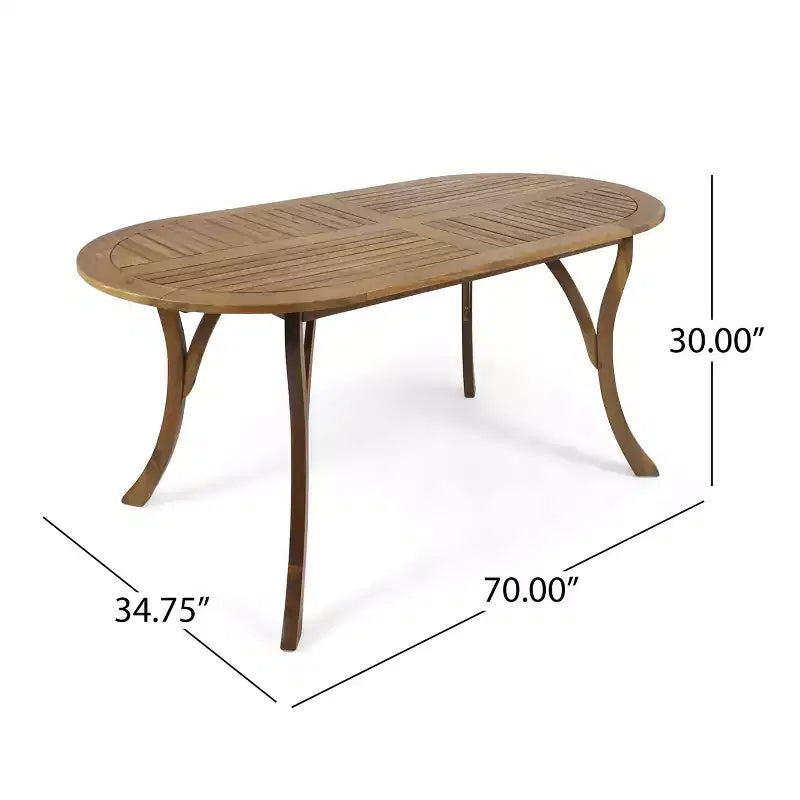 Set da pranzo Zhana per esterni in legno di acacia a 7 pezzi con cuscino di GDFStudio