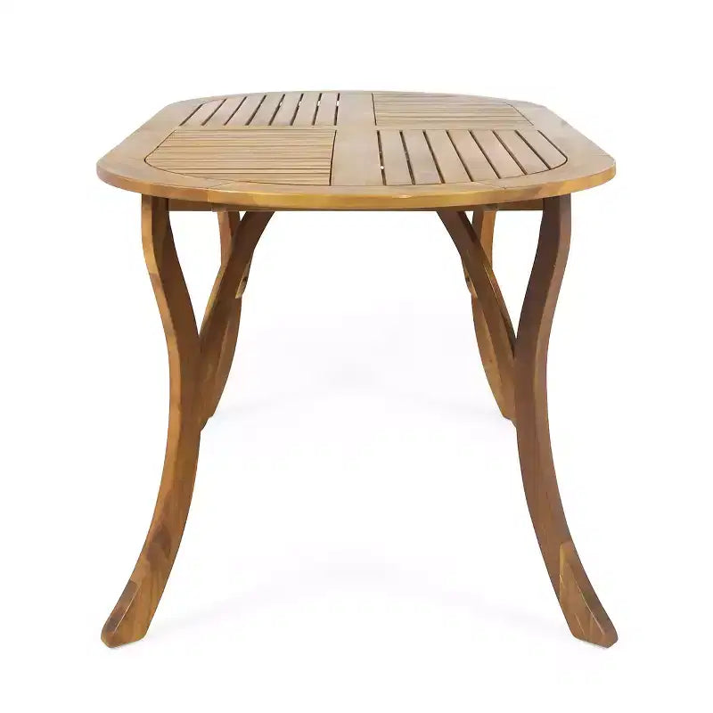 Set da pranzo Zhana per esterni in legno di acacia a 7 pezzi con cuscino di GDFStudio