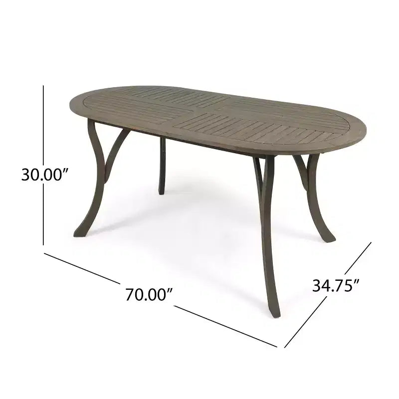 Set da pranzo Zhana per esterni in legno di acacia a 7 pezzi con cuscino di GDFStudio