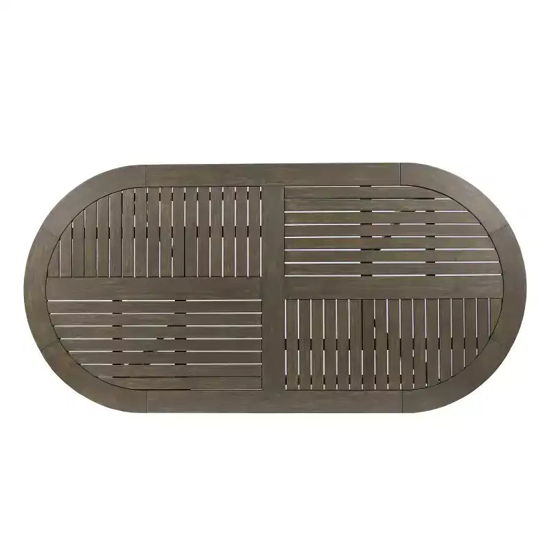 Set da pranzo Zhana per esterni in legno di acacia a 7 pezzi con cuscino di GDFStudio