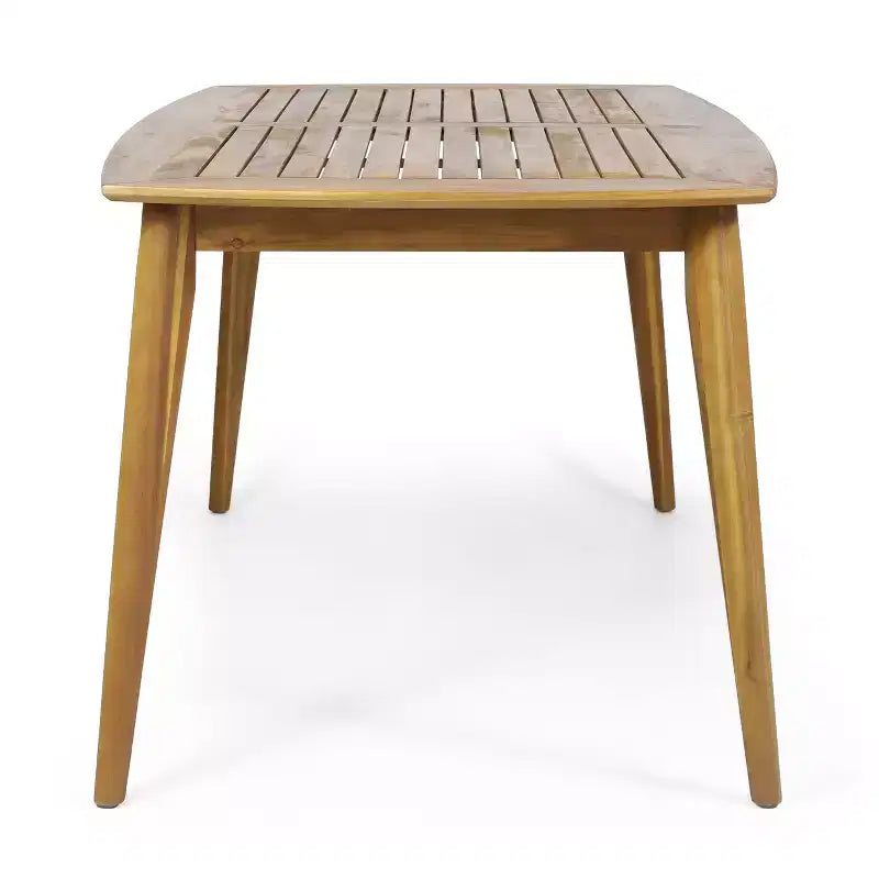 Set da pranzo da esterno a 7 pezzi Christopher Knight Home Marten in vimini e legno di acacia con cuscini, beige/teak