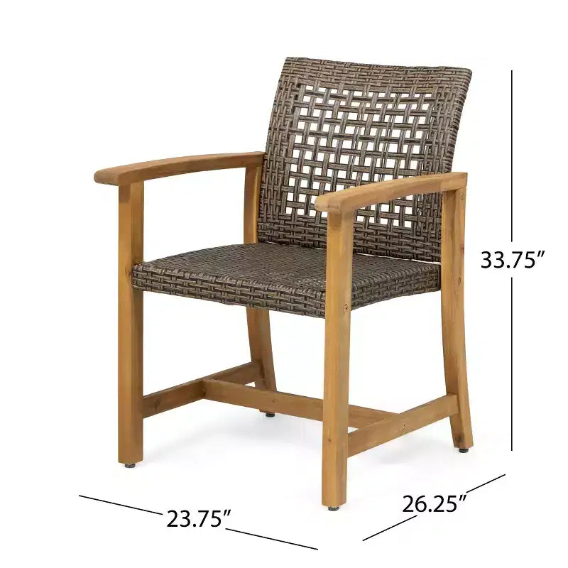 Christopher Knight Home Clausen Set da pranzo da esterno 5 pezzi in legno di acacia e vimini, teak/marrone misto