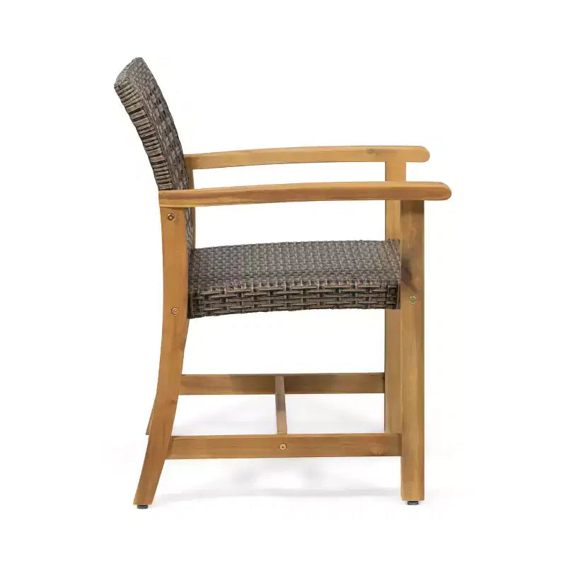 Christopher Knight Home Clausen Set da pranzo da esterno 5 pezzi in legno di acacia e vimini, teak/marrone misto