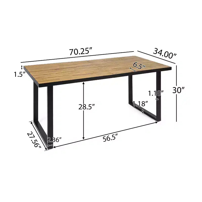 Christopher Knight Home Trinity Set da Pranzo da Esterno a 7 Pezzi in Resina Polipropilenica e Legno di Acacia con Tavolo da 70", Nero e Teak