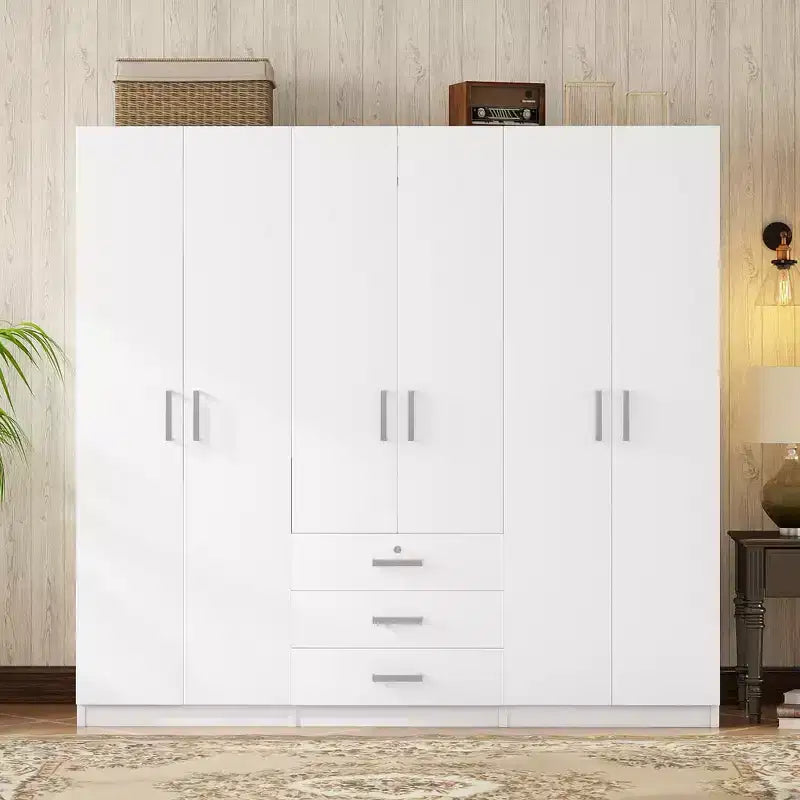 Whisen Armadio a 6 Ante in Legno con Cassetti Grandi per Camera da Letto
