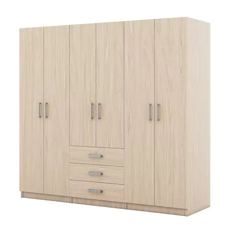Whisen Armadio a 6 Ante in Legno con Cassetti Grandi per Camera da Letto
