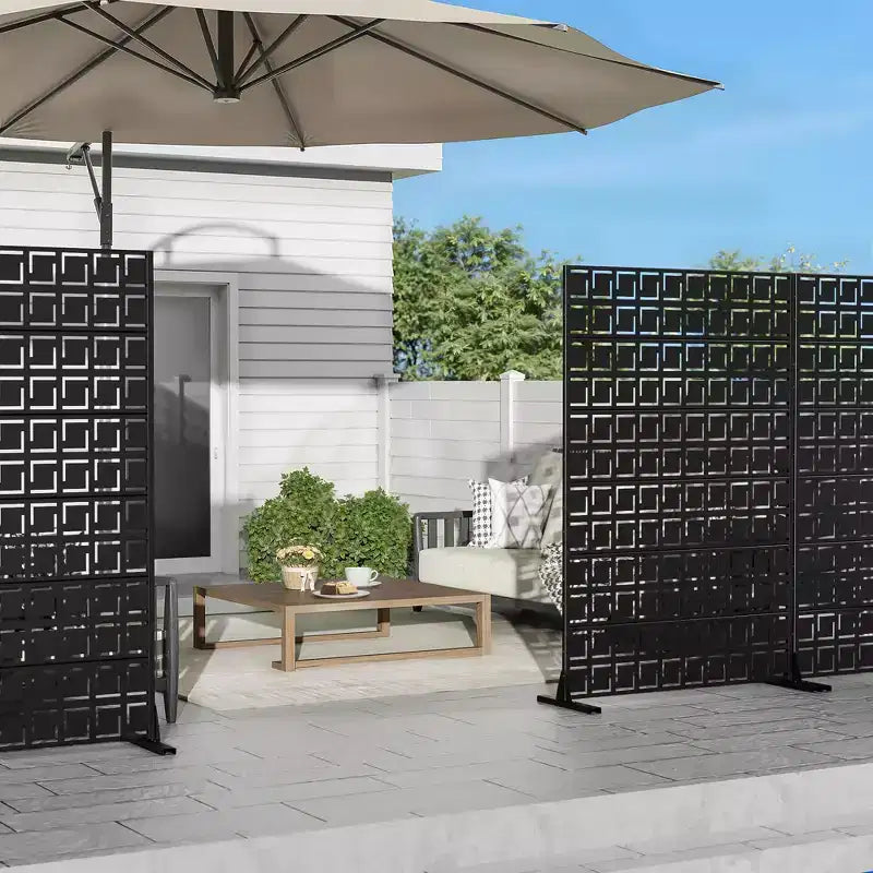 72 H47W Fioriera Dovelina in Metallo Nero con Schermo Grigliato per la Privacy per Patio, Giardino e Balconi di Bar