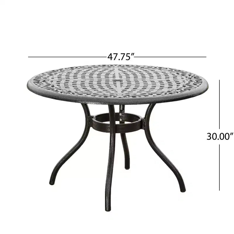 Set da pranzo da esterno a 5 pezzi Christopher Knight Home Sarasota in alluminio pressofuso con motivo floreale a spirale