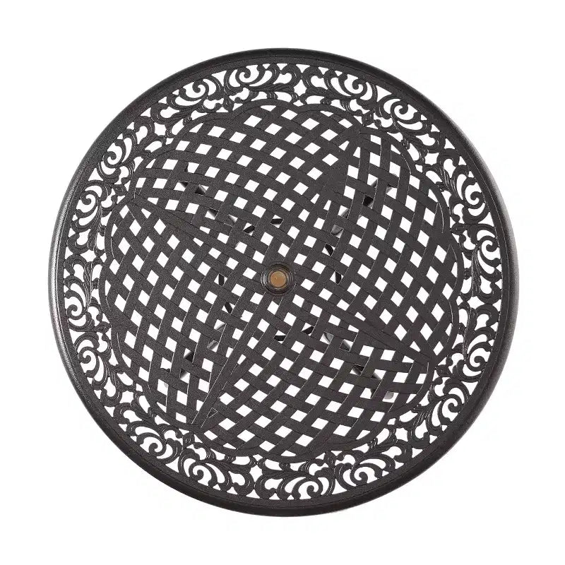 Set da pranzo da esterno a 5 pezzi Christopher Knight Home Sarasota in alluminio pressofuso con motivo floreale a spirale