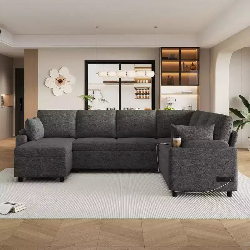 Whisen 109.9 Divano Sezionale Versatile Divano Letto Divano Trasformabile a U con Ampio Spazio di Archiviazione