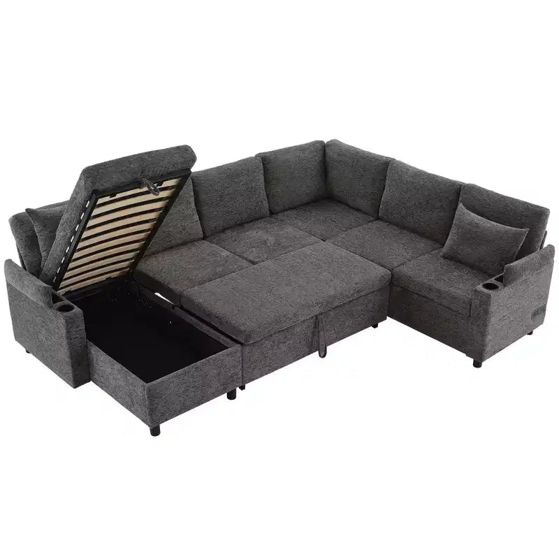 Whisen 109.9 Divano Sezionale Versatile Divano Letto Divano Trasformabile a U con Ampio Spazio di Archiviazione