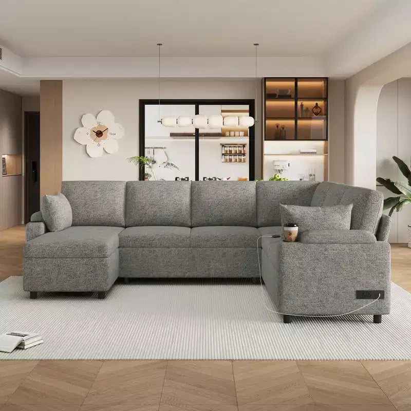 Whisen 109.9 Divano Sezionale Versatile Divano Letto Divano Trasformabile a U con Ampio Spazio di Archiviazione