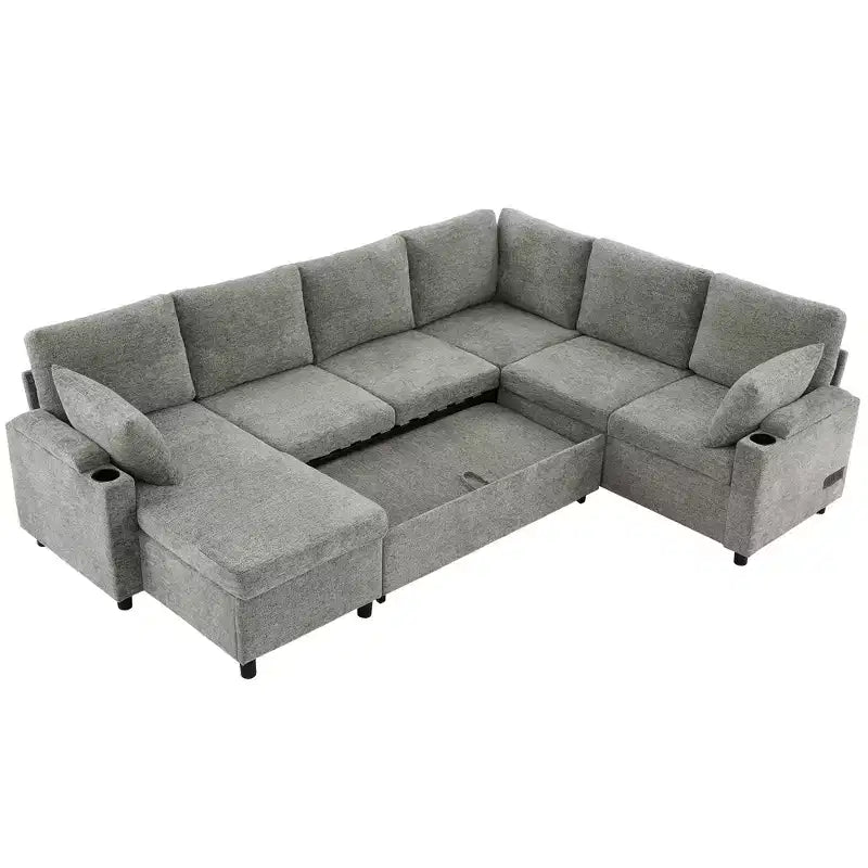 Whisen 109.9 Divano Sezionale Versatile Divano Letto Divano Trasformabile a U con Ampio Spazio di Archiviazione