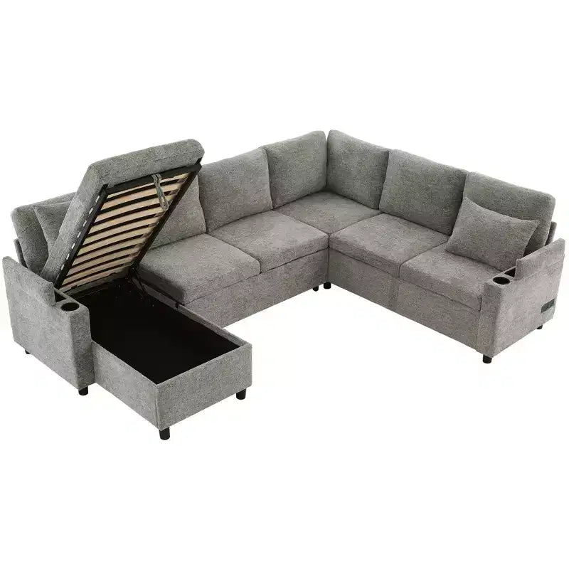 Whisen 109.9 Divano Sezionale Versatile Divano Letto Divano Trasformabile a U con Ampio Spazio di Archiviazione