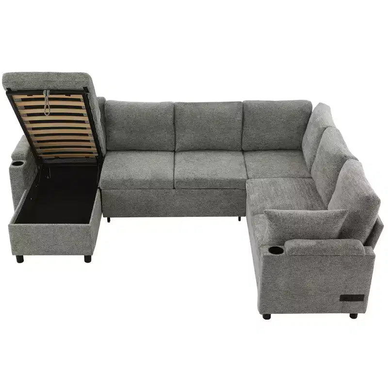 Whisen 109.9 Divano Sezionale Versatile Divano Letto Divano Trasformabile a U con Ampio Spazio di Archiviazione