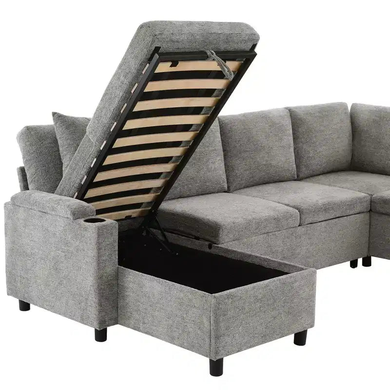 Whisen 109.9 Divano Sezionale Versatile Divano Letto Divano Trasformabile a U con Ampio Spazio di Archiviazione