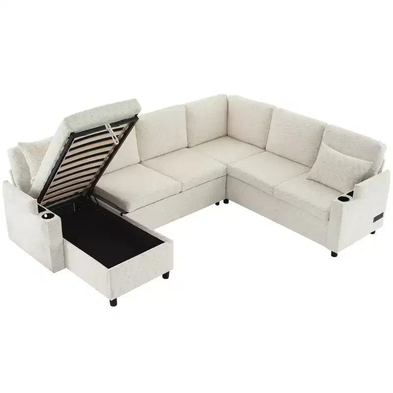 Whisen 109.9 Divano Sezionale Versatile Divano Letto Divano Trasformabile a U con Ampio Spazio di Archiviazione
