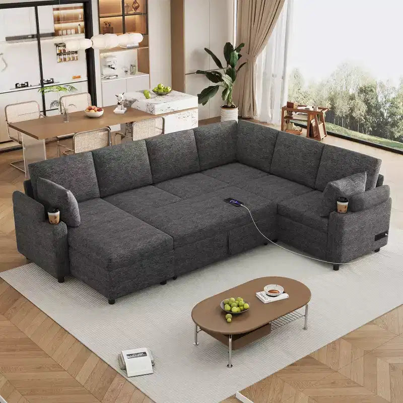 Whisen 109.9 Divano Sezionale Versatile Divano Letto Divano Trasformabile a U con Ampio Spazio di Archiviazione