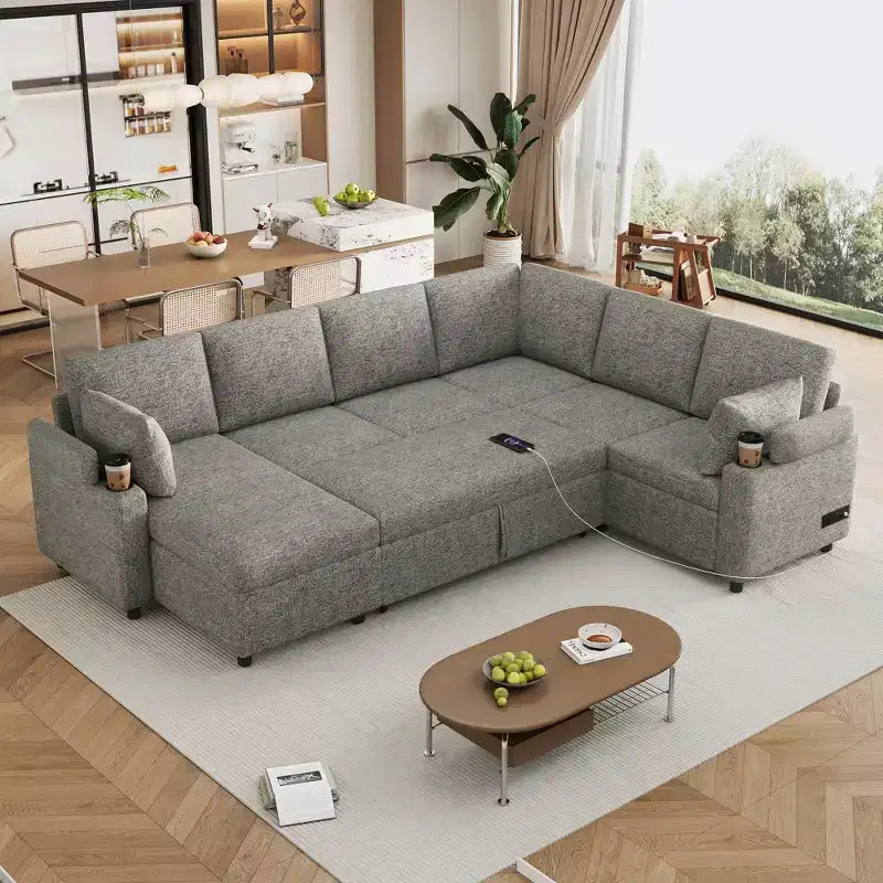 Whisen 109.9 Divano Sezionale Versatile Divano Letto Divano Trasformabile a U con Ampio Spazio di Archiviazione