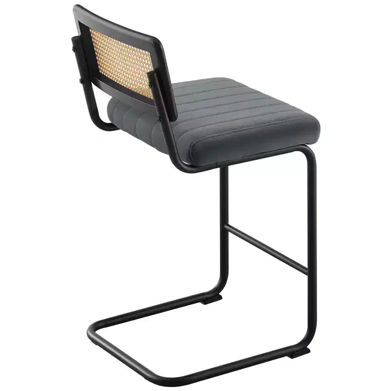 Bekrvio 26 Sgabelli da Bar Altezza Contatore - Rattan, Rivestimento in Velluto con Schienale in Cannetta & Struttura in Metallo, Sgabelli da Cucina Moderni di Metà Secolo per Isola da Cucina