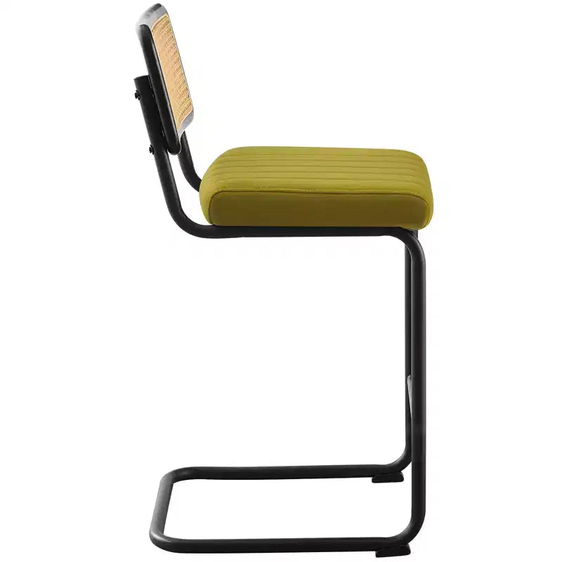 Bekrvio 26 Sgabelli da Bar Altezza Contatore - Rattan, Rivestimento in Velluto con Schienale in Cannetta & Struttura in Metallo, Sgabelli da Cucina Moderni di Metà Secolo per Isola da Cucina