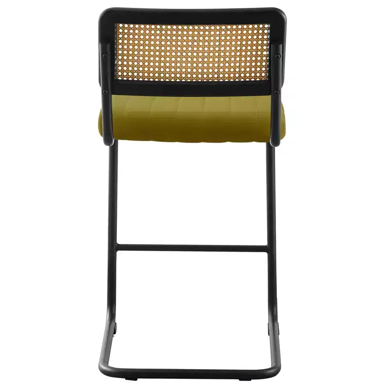 Bekrvio 26 Sgabelli da Bar Altezza Contatore - Rattan, Rivestimento in Velluto con Schienale in Cannetta & Struttura in Metallo, Sgabelli da Cucina Moderni di Metà Secolo per Isola da Cucina