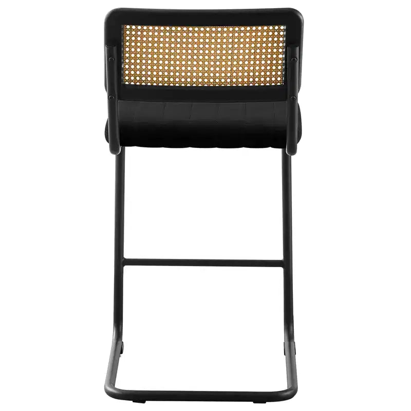 Bekrvio 26 Sgabelli da Bar Altezza Contatore - Rattan, Rivestimento in Velluto con Schienale in Cannetta & Struttura in Metallo, Sgabelli da Cucina Moderni di Metà Secolo per Isola da Cucina