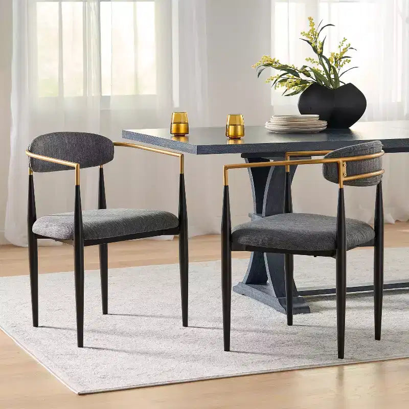 Christopher Knight Home Teuvo Sedie da pranzo moderne in ferro rivestite in tessuto (Set di 2)