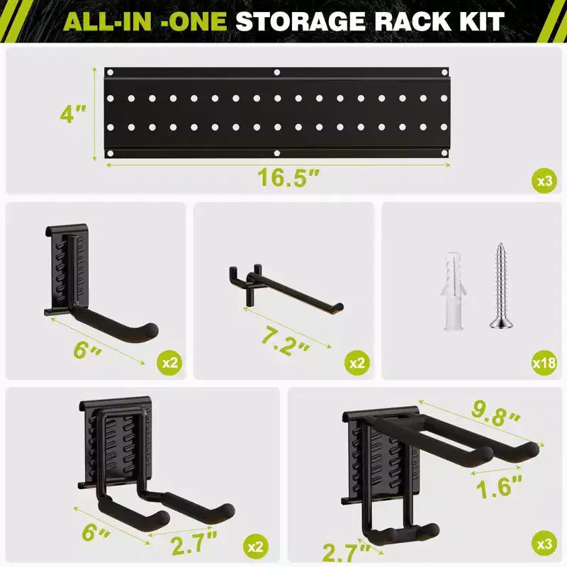 Hausource 48 pollici Organizer per Attrezzi da Giardino Rastrelliera per Garage, Nero