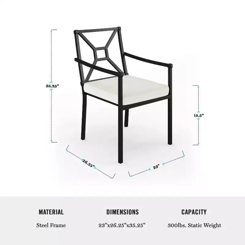 Martha Stewart 9-Piece Steel Patio Dining Set with 8 Stackable Chairs and 71 Table in Black