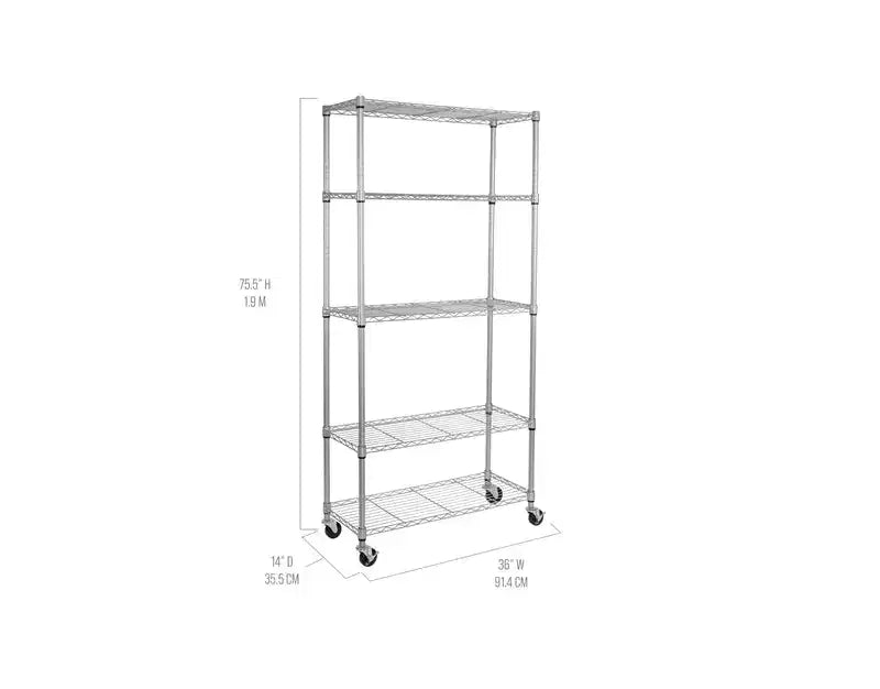 Scaffale in filo d'acciaio UltraDurable a 5 ripiani Seville Classics 36 x 14