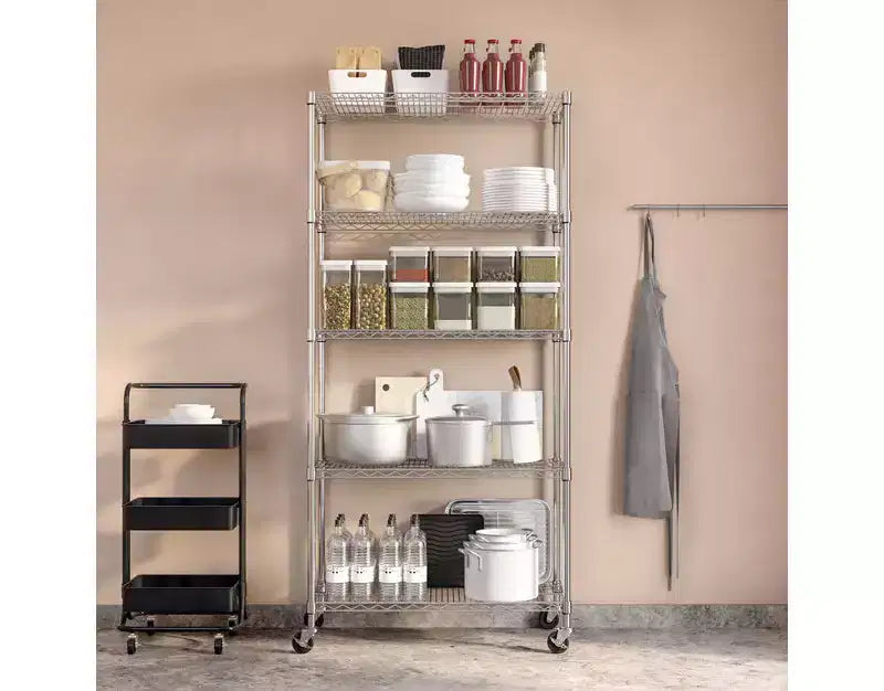 Scaffale in filo d'acciaio UltraDurable a 5 ripiani Seville Classics 36 x 14