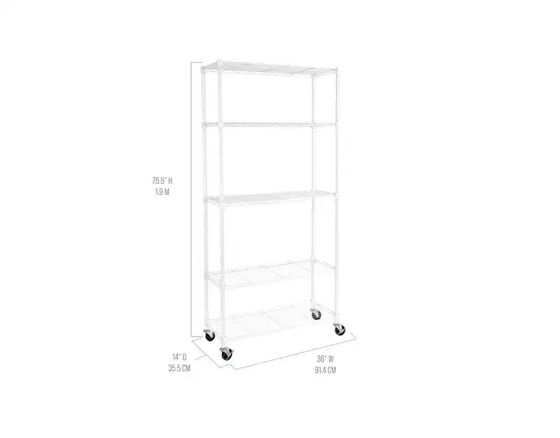 Scaffale in filo d'acciaio UltraDurable a 5 ripiani Seville Classics 36 x 14