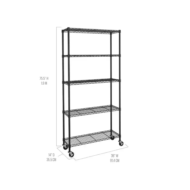 Scaffale in filo d'acciaio UltraDurable a 5 ripiani Seville Classics 36 x 14