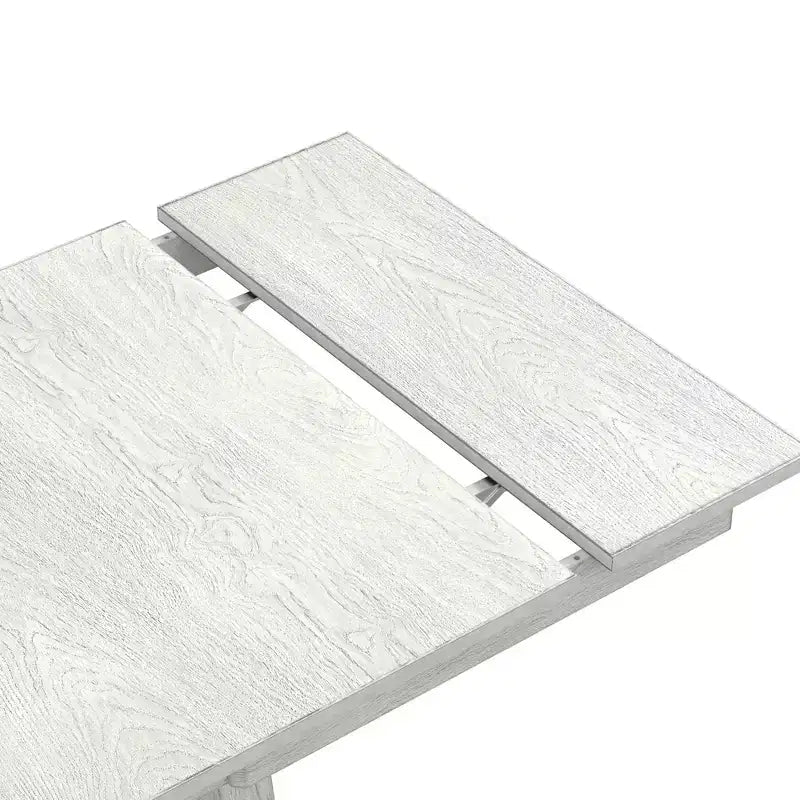 Set da pranzo allungabile rustico VECELO a 6 pezzi, tavolo in legno di caucciù con 4 sedie da pranzo imbottite senza braccioli e panca per cucina, grigio