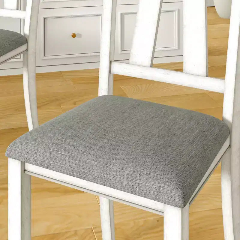 Set da pranzo allungabile rustico VECELO a 6 pezzi, tavolo in legno di caucciù con 4 sedie da pranzo imbottite senza braccioli e panca per cucina, grigio