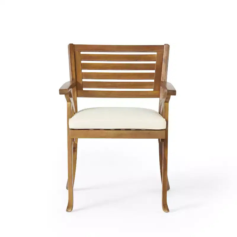 Christopher Knight Home Bellmill, Set da pranzo da esterno 7 pezzi in ferro e legno di acacia con cuscino, teak/nero