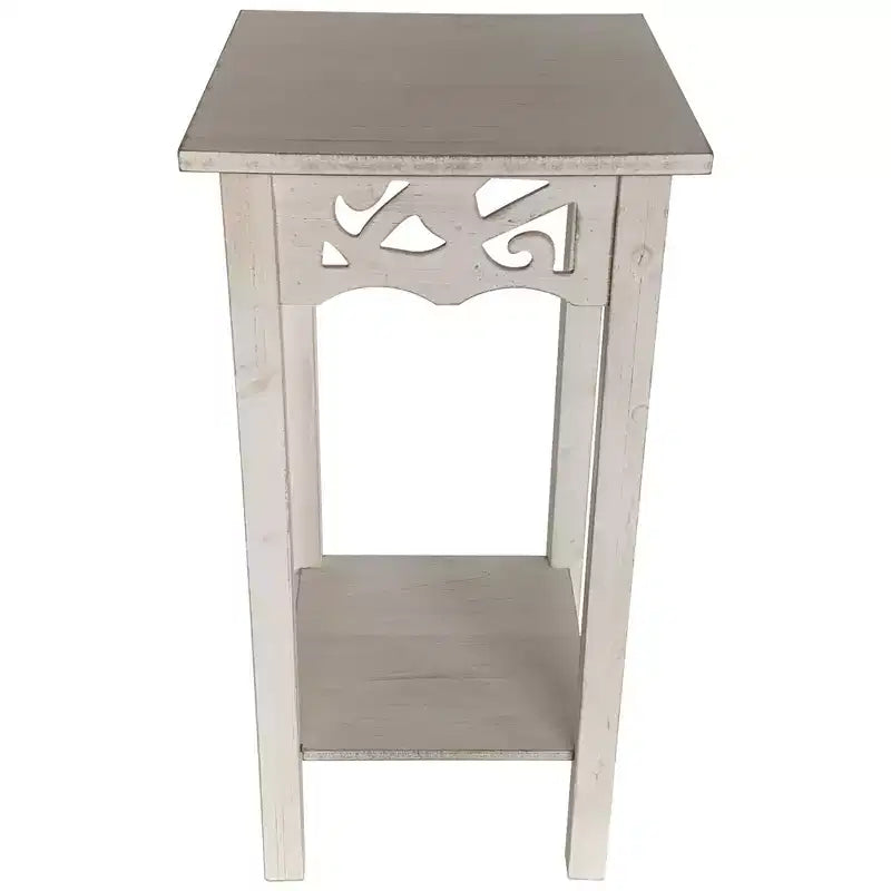 eHemco Plant Decorating Stand End Table Side Table with Storage Shelf, 11.8 by 11.8 by 23.7 Inches